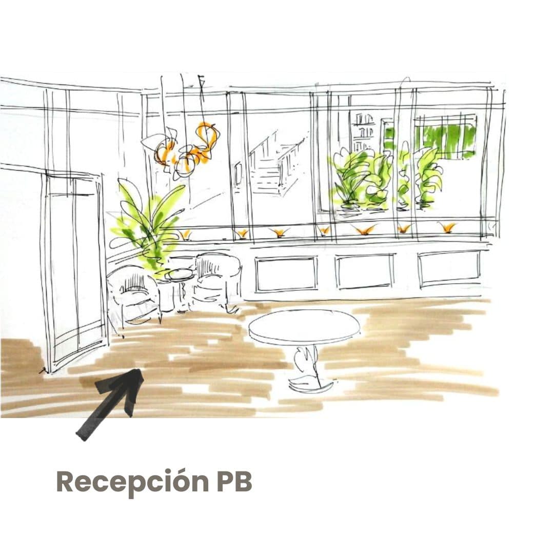 Boceto proyecto interiorismo hotel Ana Sanz Blesa en Alava